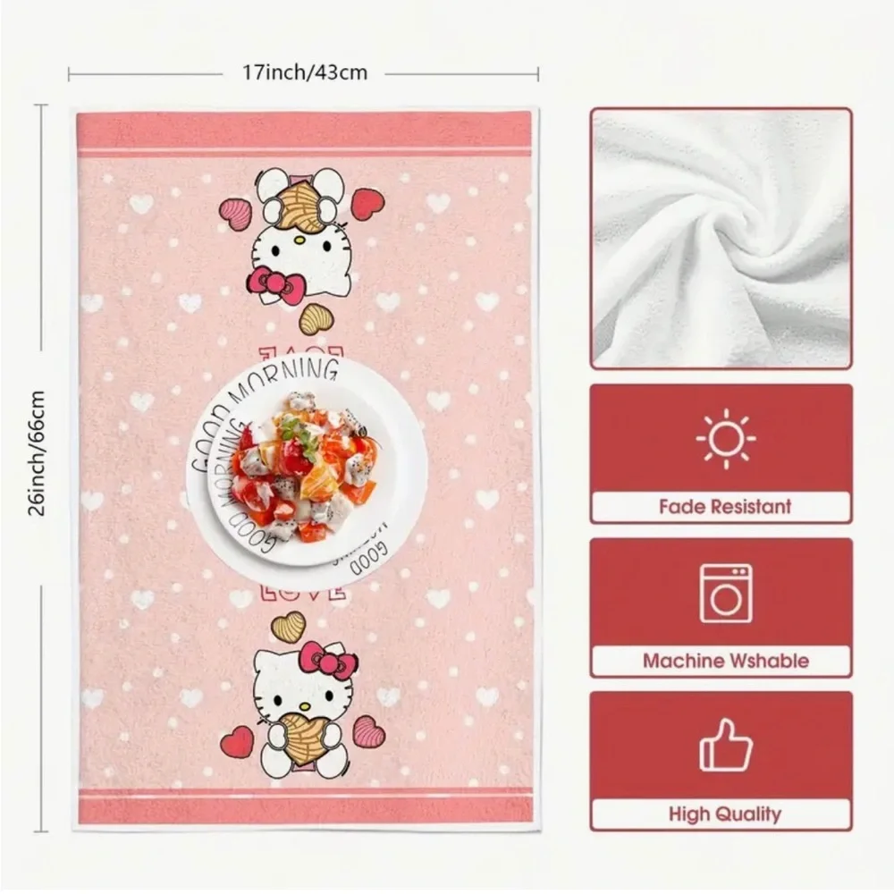 Sanrio Hello Kitty Pink Hand / Kitchen Towels, Set of 2